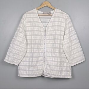 Chico’s white cotton & linen open front 3/4 sleeve lightweight jacket, XL.